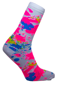 Meia Splash Branco e Rosa Cano Médio Partenza