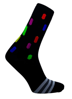 Meia Colors Bars Preto Cano Médio Partenza