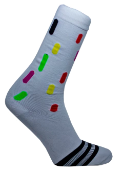 Meia Colors Bars Branco Cano Médio Partenza