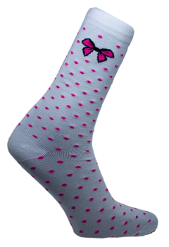 Meia Petit Laço Branco e Rosa Cano Médio Partenza