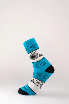 Meia Retrô Azul Cano Médio Partenza