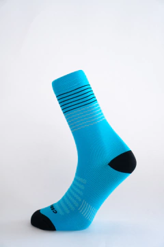 Meia Stripes Azul Celeste e Azul Marinho Cano Médio Partenza