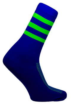 Meia 3 Listras Azul e Verde Cano Médio Partenza