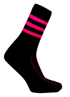 Meia 3 Listras Preto e Rosa Cano Médio Partenza