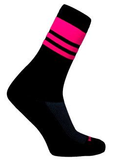 Meia Stripes Preto e Rosa Cano Médio Partenza