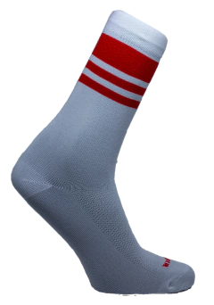 Meia Stripes Branco e Vermelho Cano Médio Partenza