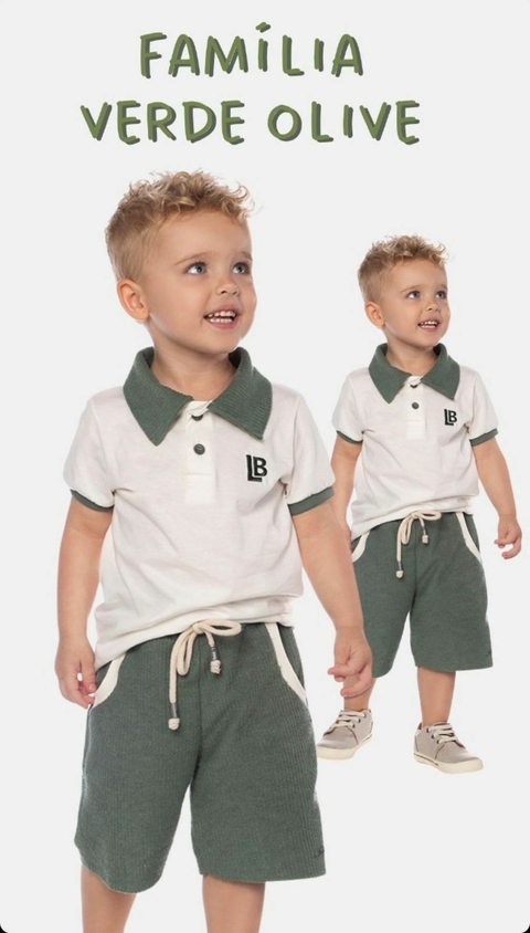 Conjunto Camiseta Polo e Short Moletinho em Malha