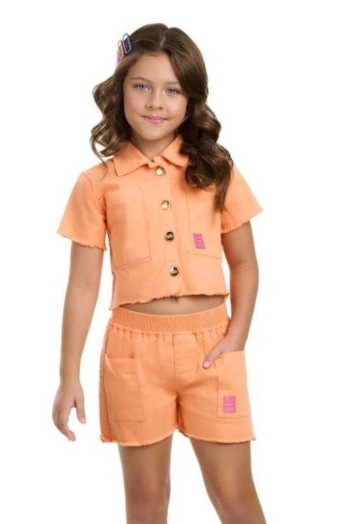 Conjunto Cropped + Shorts Laranja