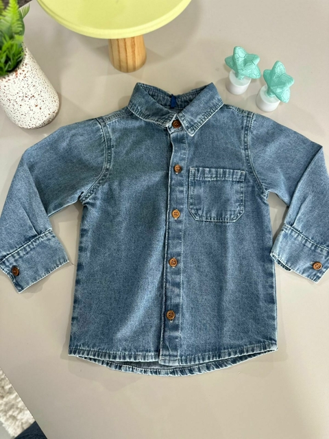 Camisete Jeans Infantil com Detalhe de Bolso