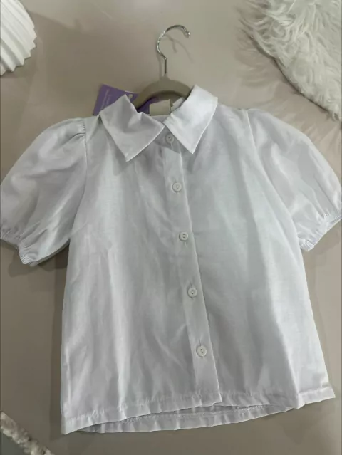 Camisete Infantil Branca com Manga Curta Bufante