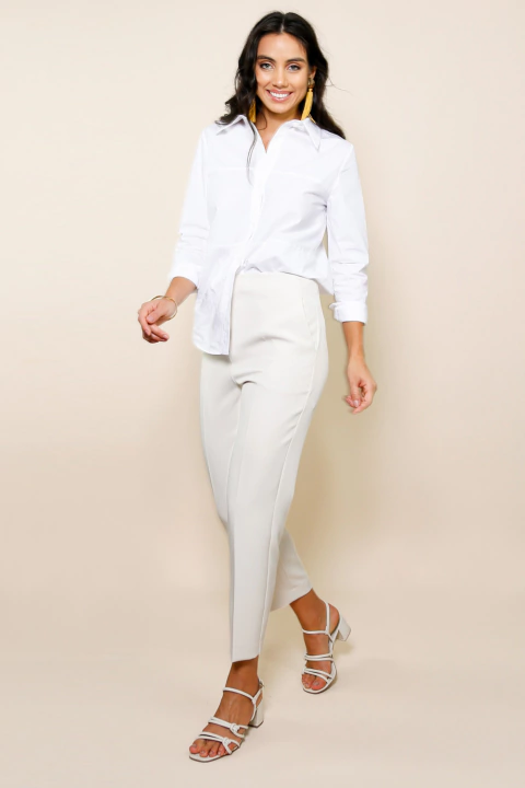 Calça de Alfaiataria sem Cós Bari Khaki - comprar online