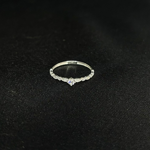 Anel de Prata Solitário Cravejado Desenhado 3mm