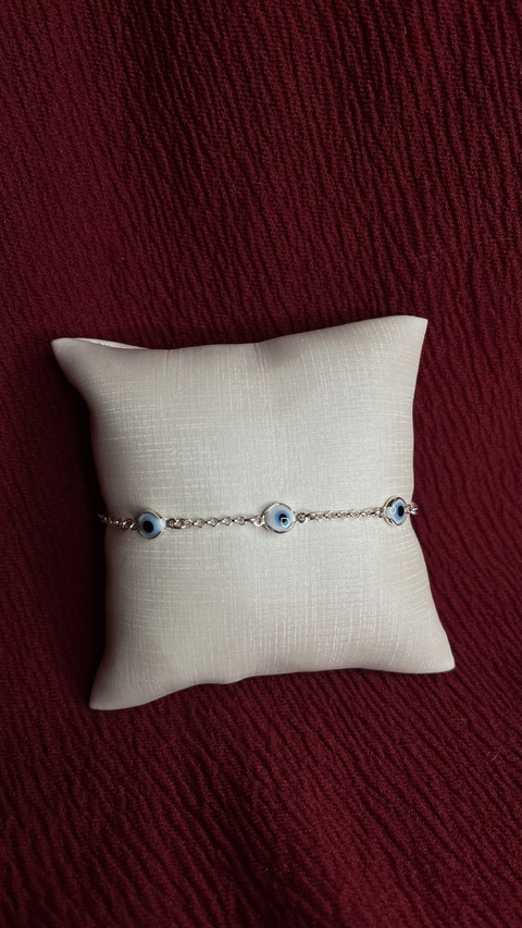 Pulseira De Prata Olho Grego Chapa