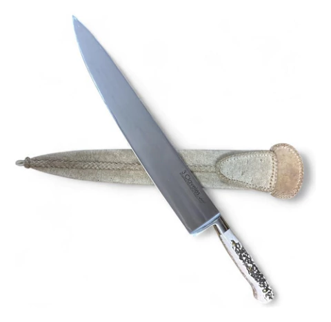 Cuchillo 3 Claveles Forjado Acero Inox De 30cm + Vaina Crudo Hueso