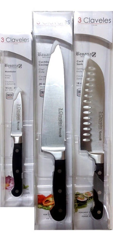 Set Cuchillos 3 Claveles Bavaria 18cm 10cm 20cm 3 Piezas Negro