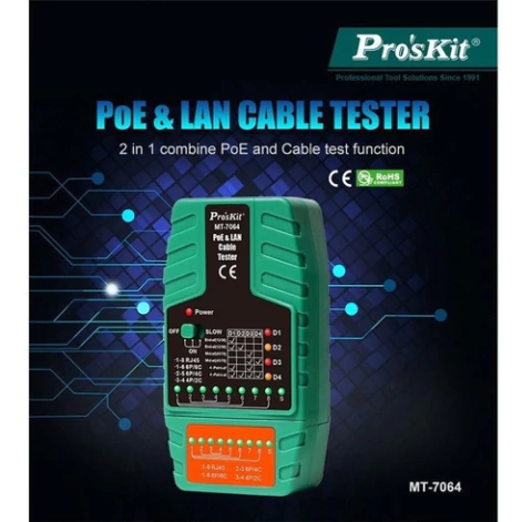 Tester Rj45 Rj11 Utp Cat6 Cat5 5e Poe Lan Proskit Mt7064 706 - comprar online