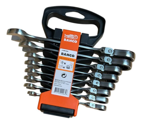 Llave Combinada Bahco Carraca Articulada 3rm/8h 8pzas