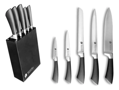Set De 5 Cuchillos Trento Inox Con Cabo De Madera Para Cepo
