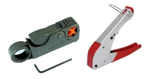 Pinza Crimpeadora F Snap Rca Bnc Coaxial Rg6 59 + Pela Cable - comprar online