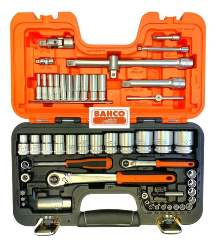 Juego Bocallaves Bahco S560 1/4'' 1/2'' Milimetricos 56 Pzas