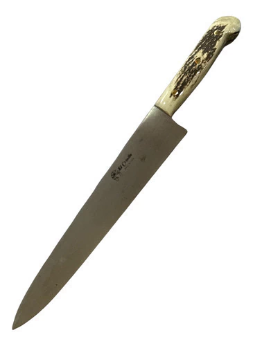 Cuchillo El Criollo Filo 30cm Cabo Hueso Acero Carbono Vaina Hueso