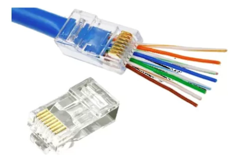 Ficha Redes Rj45 Cat6 Doble Contacto Canalizada Pasante X100