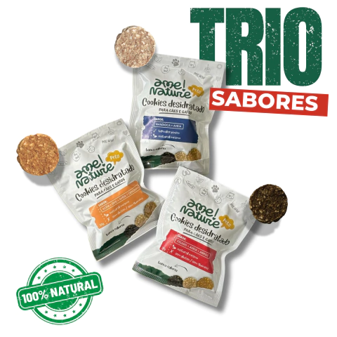 Kit Mini Petisco Natural p/ Cães e Gatos 60g – Sabores Acém + Fígado + Mandioca 100% Saudável