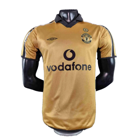 Camisa dupla face Manchester United Retrô 2001/2002 Branca e Dourada
