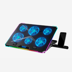 BASE ENFRIADORA PARA LAPTOP CON 6 VENTILADORES RGB Y PANTALLA LCD en internet