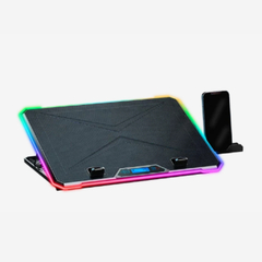 BASE ENFRIADORA PARA LAPTOP CON 6 VENTILADORES RGB Y PANTALLA LCD - SISTCOMPC