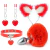 KIT RABO DE COELHO COM TIARA DE ORELHAS - GRAMPOS PARA OS SEIOS EM METAL E GARGANTILHA - VERMELHO - IMPORTADO