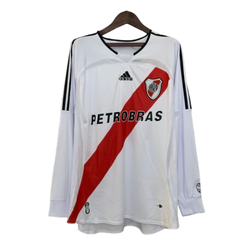 Camisa Retrô Manga Longa River Plate I 2006/07 Masculina - Branca e Vermelha - comprar online