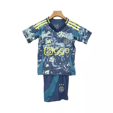 2025-2026-25-26-manto-camisa-camisas-camiseta-mantos-uniforme-uniformes-blusa-blusas-ajax-ii-2-dois-reserva-infantil-azul-marinho-amarelo-estampa-abstrata-gola-v