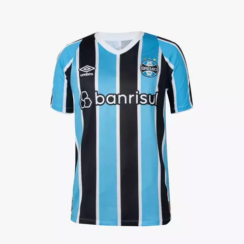 2024-2025-24-25-manto-camisa-camisas-camiseta-mantos-uniforme-uniformes-blusa-blusas-grêmio-i-1-titular-principal-masculina-torcedor-azul-preta-branca-listrada-gola-v-bordado