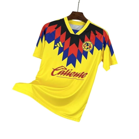 camisa-camisas-camiseta-manto-mantos-uniforme-roupa-roupas-blusa-blusas-club-américa-i-1-titular-home-primeira-2025-2026-torcedor-masculina-amarela-gola-v-escudo-bordado-grafismo-azul-vermelho