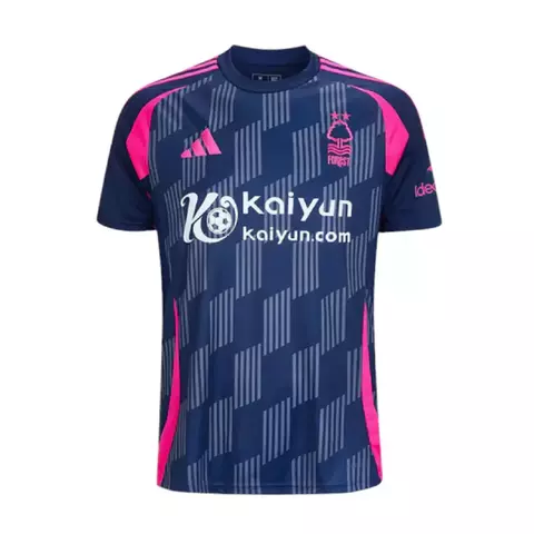 2025-2026-25-26-manto-camisa-camisas-camiseta-mantos-uniforme-uniformes-blusa-blusas-nottingham-forest-ii-2-reserva-masculina-torcedor-azul-marinho-rosa-grafismo-gola-careca-escudo-bordado