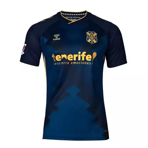 2024-2025-24-25-manto-camisa-camisas-camiseta-mantos-uniforme-uniformes-blusa-blusas-tenerife-ii-2-dois-segunda-reserva-masculina-torcedor-azul-marinho-dourado-gola-v-geometrica