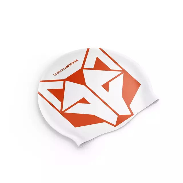 Gorro de natación blanco y naranja