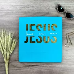 Camiseta Feminina Turquesa Jesus Lives In Me na internet
