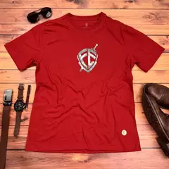 Camiseta Masculina Vermelha Escudo Fé