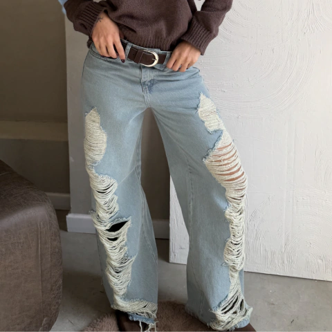 Jeans Wide Rotura MATIZADO