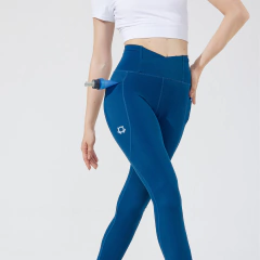 Calza Deportiva Elix Compresión Cintura Alta con Doble Bolsillo Azul M - comprar online