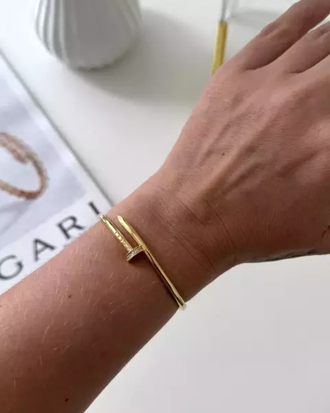 BRACELETE PREGO DOURADO ZIRCÔNIA - PUL27 - comprar online