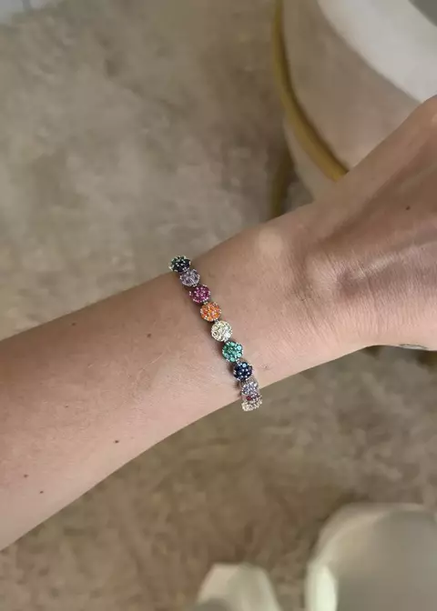 PULSEIRA FLORZINHA COLORID PRATA-PULB12