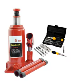 Macaco Hidráulico Garrafa 5 Toneladas + 40 Soquetes