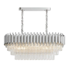 Lustre Pendente Dubai Cristal Legítimo K9 Inox Linha Premium - Retangular Prata - comprar online