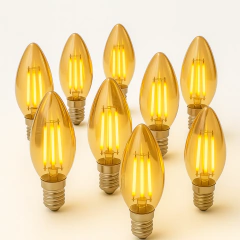 Kit 10 Lâmpada Led Filamento Vela Chama 4w E14 2200k - comprar online