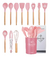 Kit Colheres Silicone 12 Peças C/Suporte Bambu Rosa - comprar online