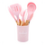 Kit Colheres Silicone 12 Peças C/Suporte Bambu Rosa na internet