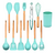 Kit Colheres Silicone 12 Peças C/Suporte Bambu Verde - Dubai Magazine